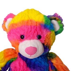 Build-A-Bear Workshop Rainbow Plush Teddy Bear 16 in Colorful Stuffed Animal Toy